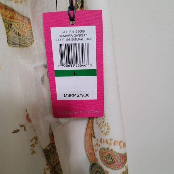 Vince Camuto Paisley Ceam Sleeveless Blouse L Nwt - Picture 5 of 6